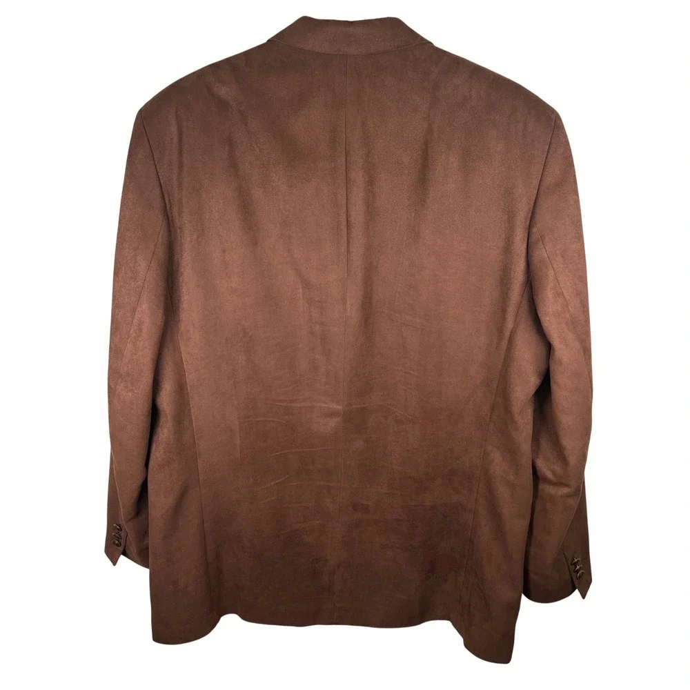 Brandini Men Brown Faux Suede Microfiber‎ Blazer Sport Coat 42L Made in Canada